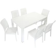 Luna Elit Rattan 90x150 Elit Sandalye Masa Takımı Beyaz