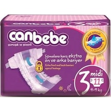 Canbebe Bebek Bezi Kilit Sistemli 3 Numara Midi Deneme Paketi 11 Adet