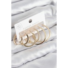 Pirinç Halka Model Gold Renk Kadın Set Küpe 5886 Çok Renkli