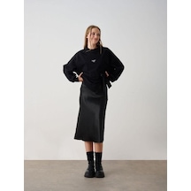 Kız Çocuk Peace Yazılı Tasarım Sweatshirt-15356 Siyah