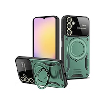 Newface Samsung Galaxy Uyumlu A35 5g Kılıf Joy Lens Standlı Kapak - Koyu Yeşil - Özel Seri 8683140690090