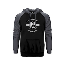 Muhammed Ali Butterfly Gri Renk Reglan Kol Kapşonlu Sweatshirt Gri