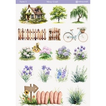 1 Adet Çiftlik Temalı Sticker 12x17 Cm Bullet Journal,scrapbook, Ajanda, Planlayıcı İçin Diğer