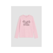 Lc Waikiki Alıta Cıty Farkıyla Pembe Oval Yaka Kız Çocuk Tişört Pembe - 930967995 Pembe