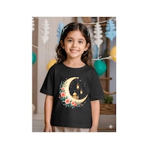 Stil-x Ramazan Bayramı Baskılı Kız Çocuk Tshirt, %100 Pamuklu Kumaş Siyah