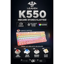 K550 Red Switch Mekanik Oyuncu Klavyesi-hot-swap-rainbow Rgb-3 Adet Yedek Switch