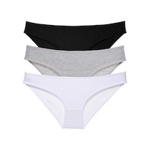 Hubrendy Tedarik 3 Adet Süper Eko Set Likralı Kadın Slip Külot Siyah Gri Beyaz Çok Renkli