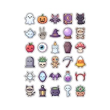 30 Adet Sevimli Gotik Sticker Seti - Laptop Defter Telefon Ajanda Çok Renkli