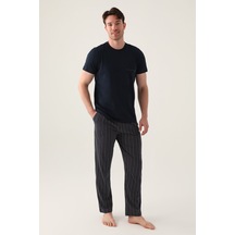 Arnetta Erkek Siyah Pijama Takımı Lacivert