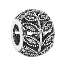 Nur Silver Taş Yapraklı Yuvarlak Gümüş Charm Nur-bl00174