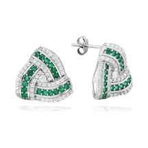 Brezza Lusso Jewelry Business Üçgen Form Zümrüt Zirkon Kadın Gümüş Küpe