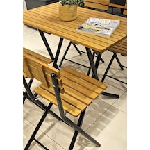 60 90 Ahşap Katlanır Masa 4 Sandalye Ahşap