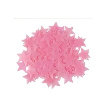 100 Adet Pembe Renk Fosforlu Yıldız Duvar Tavan Süsleri Çocuk Odası