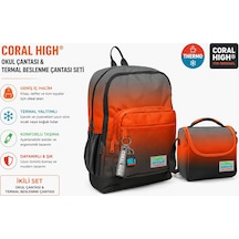 Coral High Turuncu Gri Renk Sırt Çantası 23748+beslenme Çantası 11748 Diğer