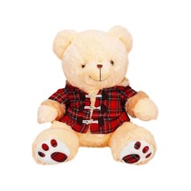 1510 Ekose Elbiseli Peluş Ayı 45 Cm -sunman
