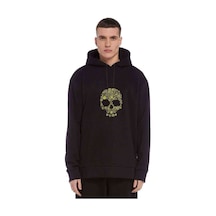 Kuru Kafa Baskılı Siyah Erkek Kapşonlu Sweatshirt