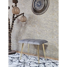 Zafir Gold Sivriltme Ayaklı 60 Cm Puf Bench - Puf - Bench - Oturak - Mutfak Oturağı - Antre Oturağı Gri