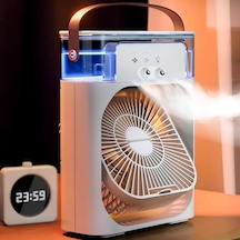 Masaüstü Taşınabilir Sulu Hava Soğutucu Fan - 600ml Su Depolu Mini Hava Klima, 3 Kademeli Hız, Renkli Led Gece Lambası, 60 Ayarlanabilir Açı, Usb İle Çalışan Sessiz Vantilatör & Nemlendirici