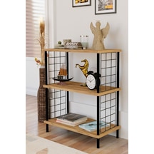3 Katlı Çevir Kur Dekoratif Salon Rafı Tel Yan Panelli Açık Kitaplık, Biblo Ve Aksesuar Düzenleyici Atlantik Çam 3 Katlı Çevir Kur Dekoratif Salon Rafı Tel Yan Panelli Açık Kitaplık, Biblo Ve Aksesuar Düzenleyici Atlantik Çam