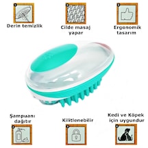 Şampuan Hazneli Silikon Banyo Kedi Köpek Yıkama Fırçası Yeşil 11 CM