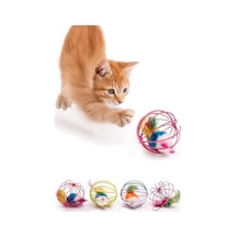 Metal Kafesli Peluş Fareli Kedi Ve Köpek Oyuncağı - Eğlenceli Oyun Topu