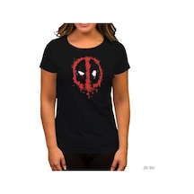 Deadpool Splash Siyah Kadın Tişört Siyah