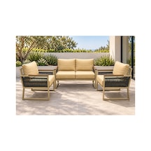 Yasemin 2+1+1 Rattan İp Detaylı Balkon-bahçe-kafe,çay Seti,koltuk Takımı,oturma Grubu,ofis Koltuğu