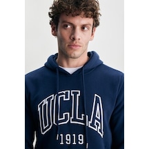 Ucla Jepsen Lacivert Kapüşonlu Nakışlı Standard Fit Erkek Sweatshirt Lacivert