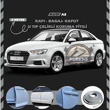 Audi A3 Oto Araç Kapı Koruma Fitili 5 Metre Parlak Gri Renk