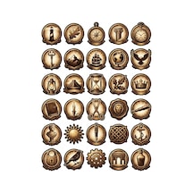 30 Adet Eskitme Antika Obje Sticker Seti - Ajanda Defter Laptop İçin Vintage Koleksiyon Çok Renkli