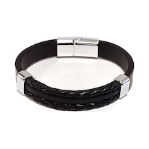Nomad Leather Urban Core Siyah Hakiki Deri Erkek Bileklik Çelik Mıknatıslı Kilit-50-538 Antrasit