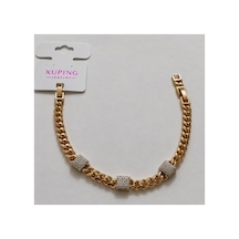 Xuping Vıp Kaliteli Antialerjik Küp Kare Zirkon Taşlı Gurmet Zincirli Rose Gold Bileklik Rose Gold