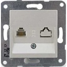 Viko Artline Novella Metalik Beyaz Tekli Nümeris Cat-3 Telefon Prizi Çerçevesiz 92605632