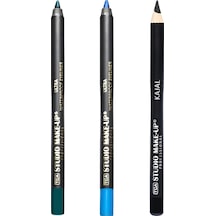 Tca Studio Make-Up Ultra Waterproof Göz Kalemi 808 Dark Blue + 805 Green + Ultra Waterproof Eyeliner Kajal Black