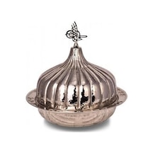 Turna Bakır Paşaçadırı Yuvarlak Sunum Tabağı 30 Cm El Dövme Nikel Turna9058-2