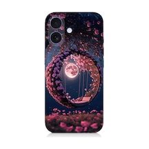 Apple iPhone 16 Uyumlu Ay Ve Kalp Desenli Silikon Kılıf Çok Renkli