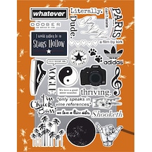 Black And White Sticker Seti Laptop Ajanda Notebook Tablet Telefon Defter Etiket Bullet Journal Diğer