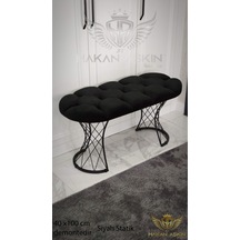By Hakan Aşkın Luxury Pota Bench 40x100cm Puf&bench Yatak Önü - Antre - Salon - Oturma Odası Siyah Statik