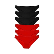 Royaleks Likralı Kadın Slip Külot 6 Adet Süper Eko Set Siyah Kırmızı RYL-EKO6009 Kırmızı - Siyah