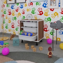 Kenzlife Sepetli Mutfak Dolabı Ruberu Cvz 050x45x30 Banyo Oyuncak Çamaşır Beyaz 3 Lü Sepet