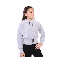 Toontoy Kids Toontoy Kız Çocuk Kapüşonlu Kadife Sweatshirt Gri Melanj