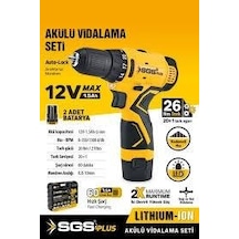 Akülü Vidalama Seti 12 Volt 1 1.5 Ah Bits Uç Seti
