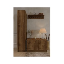 Karnaval Portmanto P9101-2 Ceviz - 3 Kapaklı Askılık Portmanto - Vestiyer - Ayakkabılık