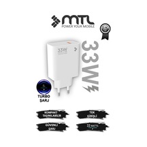 33w Turbo Şarj Saniyeli Usb Çıkışlı Hızlı Şarj Adaptörü Mt1754