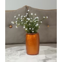Vazoda Beyaz Yapay Çiçek Dekoratif Altın Renkli Poliresin Vazo Dahil 5 x 5 x 12 CM