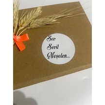 Sev Sevil Neşelen Siyah Yazılı Yuvarlak Yapışkanlı Etiket 5x5 Cm 100 Adet