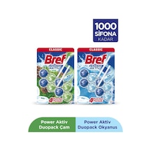 Bref WC Power Aktiv Duopack Katı Tuvalet Bloğu Çam + Okyanus Kokulu 2 x 2'li Paket