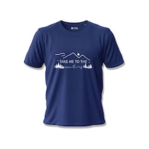 North Whiskers "take Me To The Mountains" Dağ Baskılı %100 Pamuklu Lacivert Doğa Tişörtü Lacivert - 875667963 Lacivert - 875667963 Lacivert
