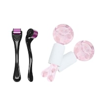 Titanyum Uçlu 540 İğneli Derma Roller 1 Mm Ve Ice Globes Buz Küresi Soğuk Masaj Topu 2 Adet Pembe Karışık