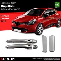 S-Dizayn Renault Clio 4 Hb Krom Kapı Kolu  4 Kapı 2012 Üzeri Sensörlü